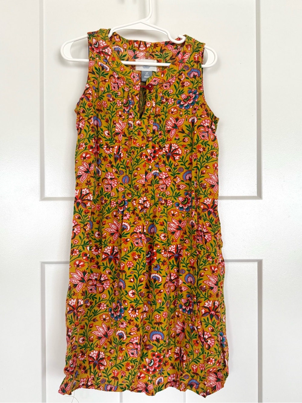 Old Navy Girls Size 6-7 Mustard Floral Boho Sleeveless Dress